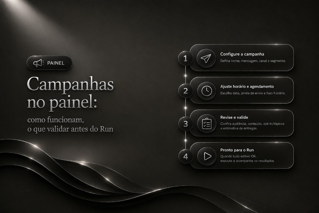 Campanhas no painel: como funcionam, o que validar antes do Run
