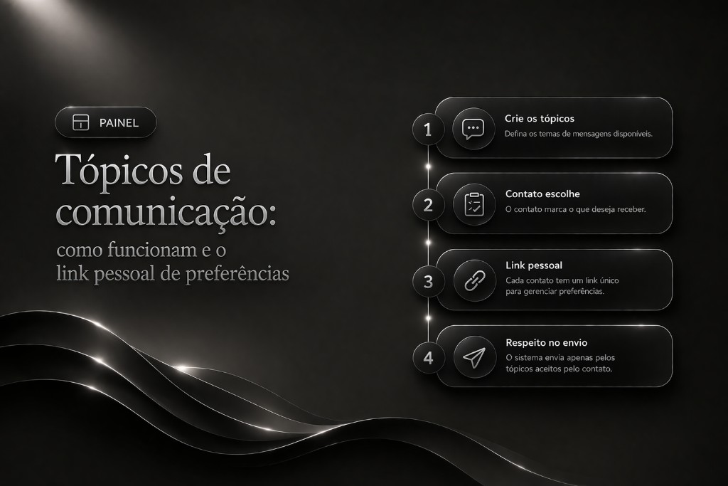 Tópicos de comunicação: como funcionam e o link pessoal de preferências